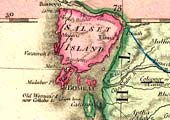 Isla de Salset. Enclave Brit�nico en Bombay. Entre territorios Marhatta. Mapa de Rennell de la India peninsular entre los 19N y el cabo Comorin